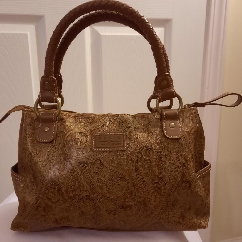 Relic Embossed Paisley Tan Shoulder Bag